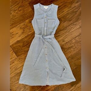 Monteau Los Angeles Navy and White Striped Midi Dress XS